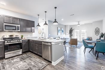 Microwave in beautiful kitchen at River Point West Apartments, Elkhart, IN 46516